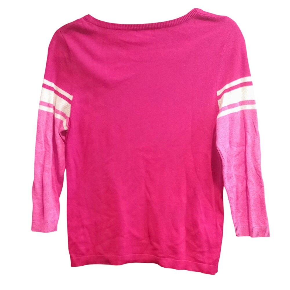 Eddie Bauer Sweater Lot Of 2 Lightweight Stripe Pink Yellow Size Petite Medium - Picture 3 of 10